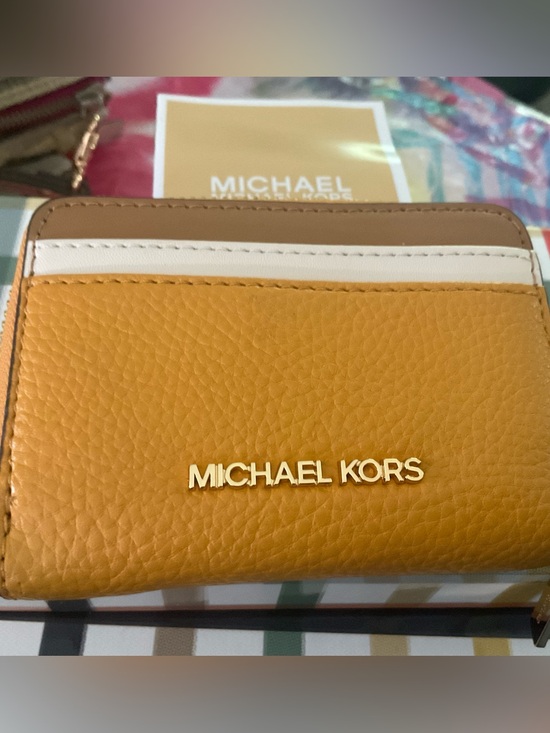 Michael Kors Handbags - Michael Kors Mustard Yellow Zip Card Holder with Gold Hardware